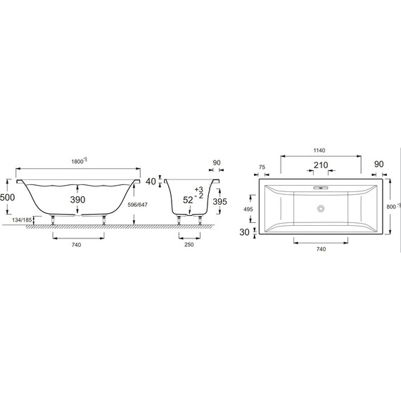 Ванна акриловая Jacob Delafon Evok 180х80 см E60269RU-00, Размер - мм: 1800х800 - фото, картинка 7 Ванна акриловая Jacob Delafon Evok 180х80 см E60269RU-00, Размер - мм: 1800х800 - фото 7
