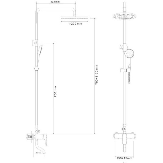 Душевая система для ванны Rozzy Jenori Velum RSZ082-3 - фото 10