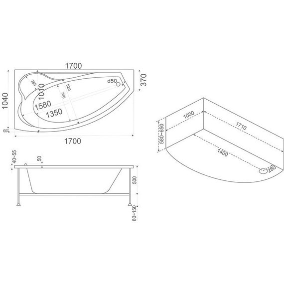 Ванна акриловая 170*102 Bas НИКОЛЬ R - фото, картинка 7 Ванна акриловая 170*102 Bas НИКОЛЬ R - фото 7