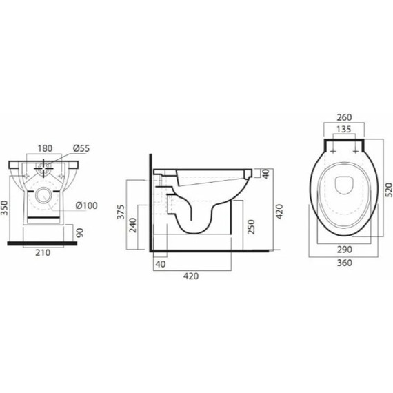 Унитаз подвесной AM.PM Bliss C551738WH с тонкой крышкой микролифт - фото 4