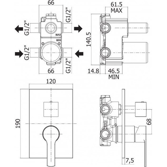 Смеситель для ванны Cezares OVEST-DEV3-BIO, белый, Цвет производителя: белый - фото 2