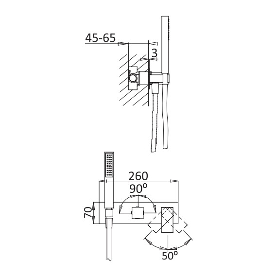 Смеситель для душа Cezares PORTA-VDM2-NOP, черный, Цвет производителя: чёрный - фото 2