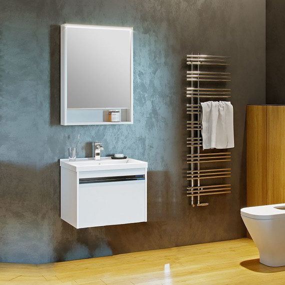 Тумба подвесная с раковиной Акватон Капри 60 см 1A2301K1KP010, белый - фото 4