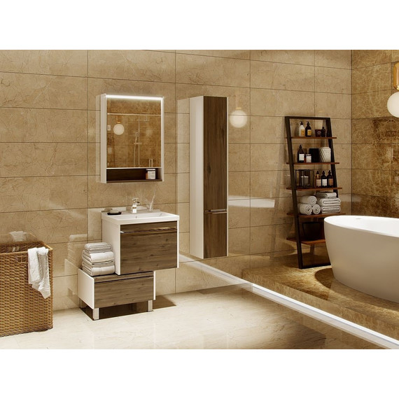 Пенал подвесной Акватон Капри 30 см 1A230503KPDBR, белый/таксония темная - фото 5