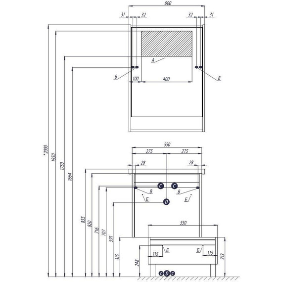 Комод напольный Акватон Капри 55 см 1A231003KPDB0, белый/таксония темная - фото 4