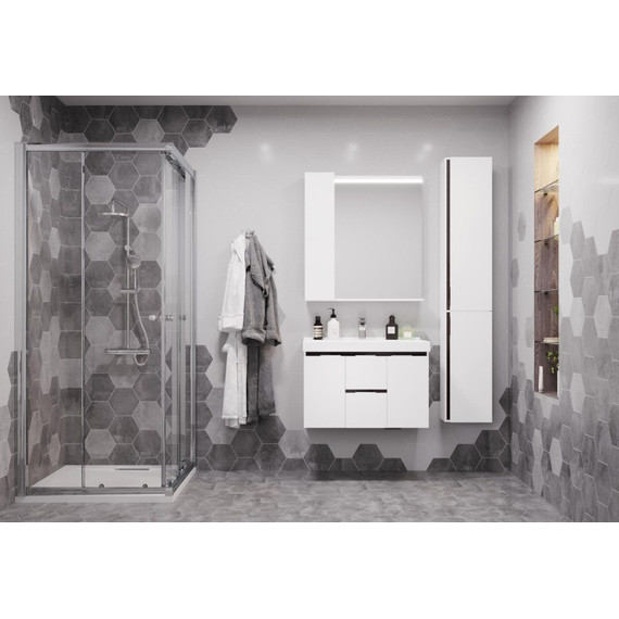 Зеркало-шкаф Акватон Рене 80 см 1A222502NRC80, белый/грецкий орех - фото 3