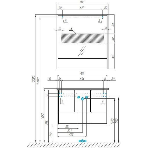 Тумба подвесная с раковиной Акватон Ривьера 80 см 1A2390K1RVX20, белый - фото 7