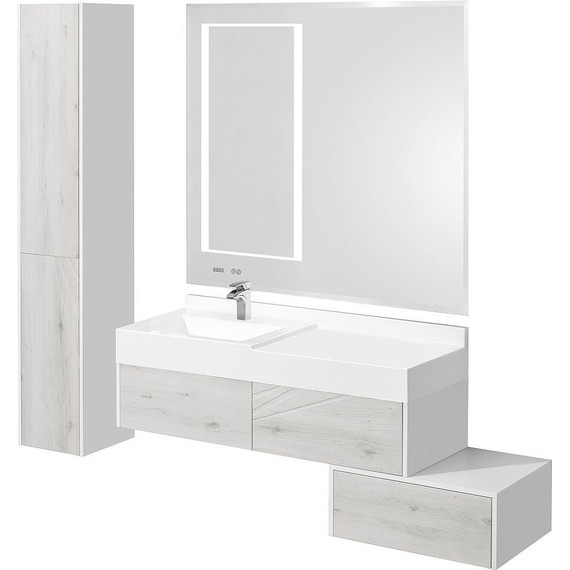 Тумба подвесная с раковиной Акватон Сакура 120 см 1A2197K1SKW80, белый/ольха наварра - фото, картинка 6 Тумба подвесная с раковиной Акватон Сакура 120 см 1A2197K1SKW80, белый/ольха наварра - фото 6