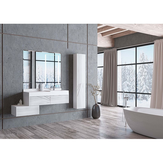 Пенал подвесной Акватон Сакура 33 см 1A219903SKW8R, белый/ольха наварра - фото, картинка 7 Пенал подвесной Акватон Сакура 33 см 1A219903SKW8R, белый/ольха наварра - фото 7