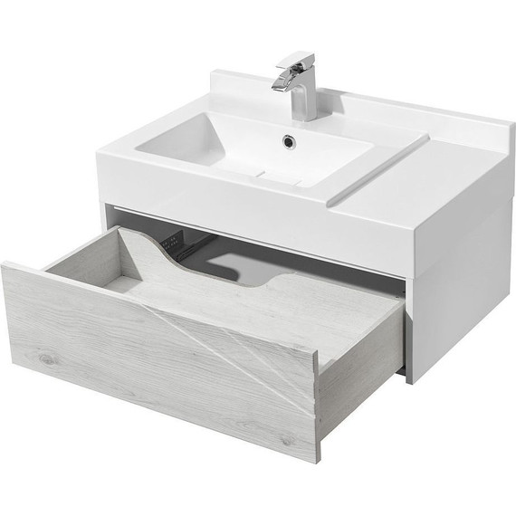 Тумба подвесная с раковиной Акватон Сакура 80 см 1A2364K1SKW80, белый/ольха наварра - фото 4