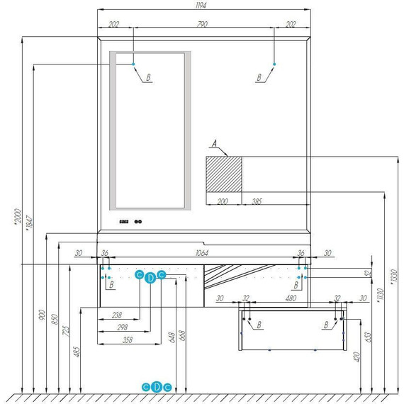 Модуль подвесной Акватон Сакура 100 см 1A234803SKW80, белый/ольха наварра - фото 3