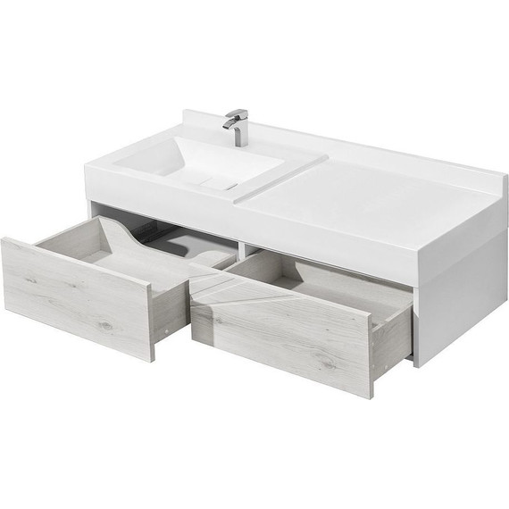 Тумба подвесная с раковиной Акватон Сакура 100 см 1A2349K1SKW80, белый/ольха наварра - фото 4