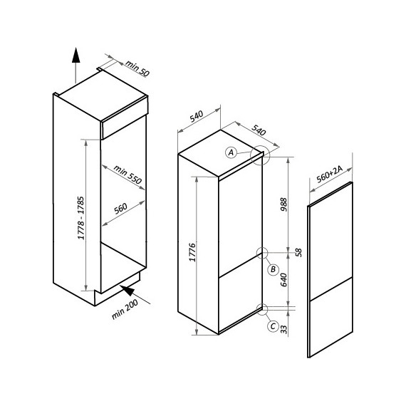 Встраиваемый двухкамерный холодильник Maunfeld MBF177NFFW - фото, картинка 13 Встраиваемый двухкамерный холодильник Maunfeld MBF177NFFW - фото 13