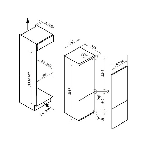 Встраиваемый двухкамерный холодильник Maunfeld MBF193NFFW - фото, картинка 14 Встраиваемый двухкамерный холодильник Maunfeld MBF193NFFW - фото 14