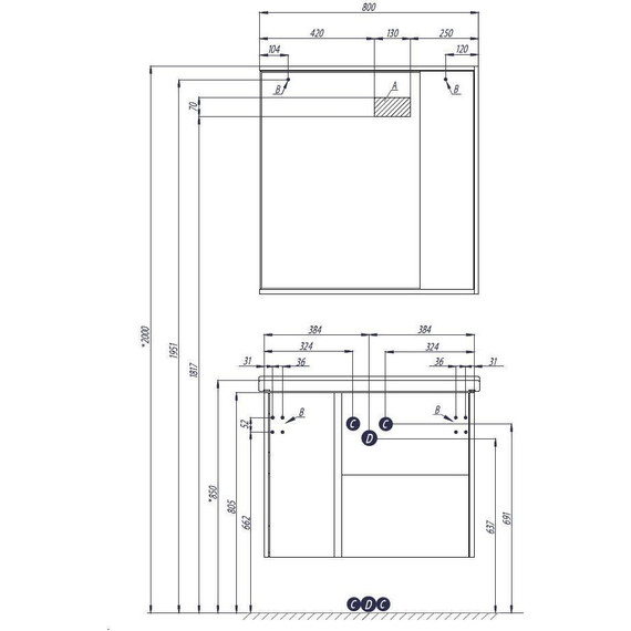 Зеркало-шкаф Акватон Стоун 80 см 1A228302SX010, белый - фото 7
