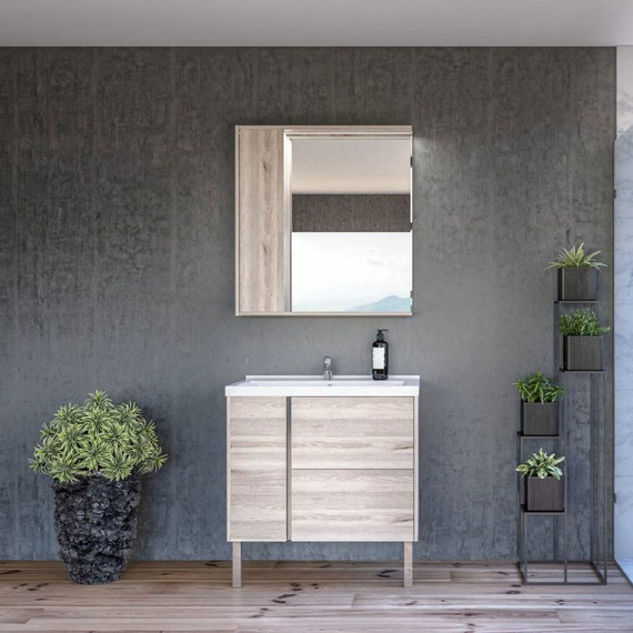 Тумба подвесная с раковиной Акватон Стоун 80 см 1A2282K1SX850, сосна арлингтон - фото 7