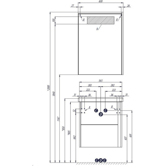 Зеркало-шкаф Акватон Стоун 60 см 1A231502SX850, сосна арлингтон - фото 6