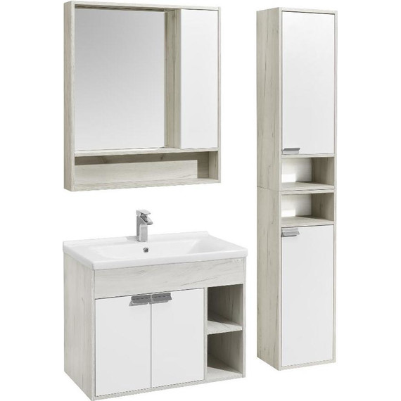 Тумба подвесная с раковиной Акватон Флай 80 см 1A2374K0FAX10, белый/дуб крафт - фото, картинка 6 Тумба подвесная с раковиной Акватон Флай 80 см 1A2374K0FAX10, белый/дуб крафт - фото 6