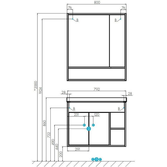 Тумба подвесная с раковиной Акватон Флай 80 см 1A2374K0FAX10, белый/дуб крафт - фото, картинка 7 Тумба подвесная с раковиной Акватон Флай 80 см 1A2374K0FAX10, белый/дуб крафт - фото 7