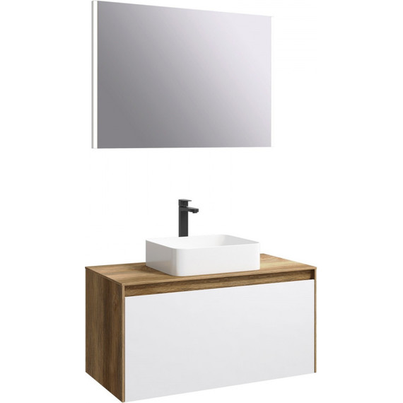 Тумба подвесная со столешницей Aqwella 5 Stars Mobi 100 см MOB0110DB/MOB0710W, дуб балтийский/белый - фото 6