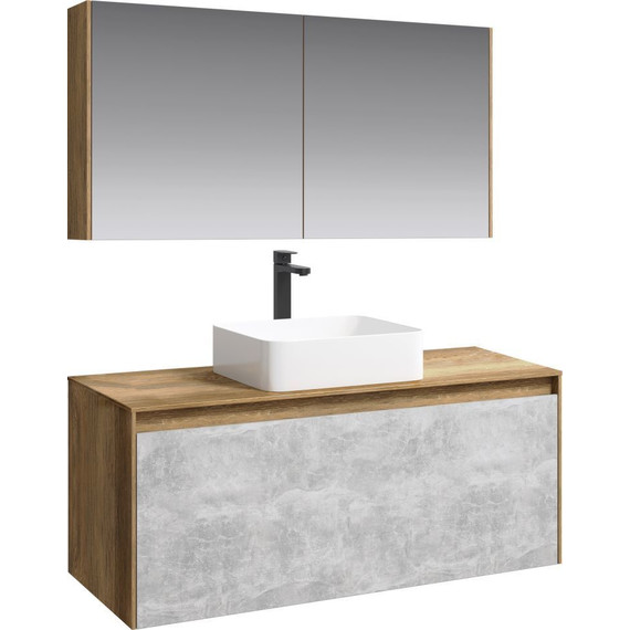 Тумба подвесная со столешницей Aqwella 5 Stars Mobi 120 см MOB0112DB/MOB0712BS, дуб балтийский/бетон светлый - фото 2