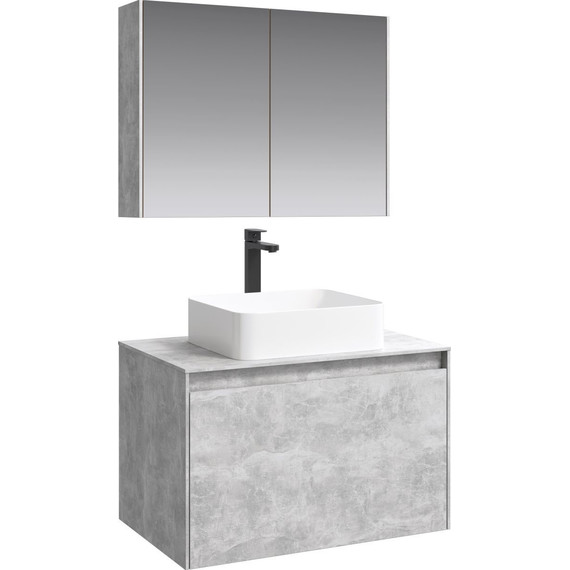 Тумба подвесная со столешницей Aqwella 5 Stars Mobi 80 см MOB0108BS/MOB0708BS, бетон светлый - фото 5