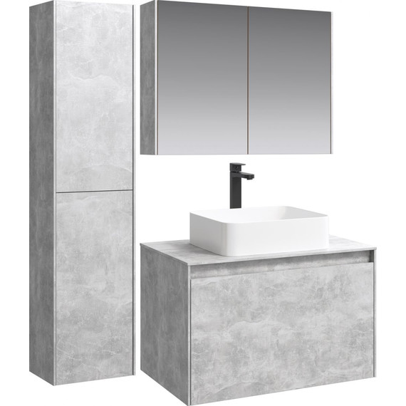 Тумба подвесная со столешницей Aqwella 5 Stars Mobi 80 см MOB0108BS/MOB0708BS, бетон светлый - фото 6