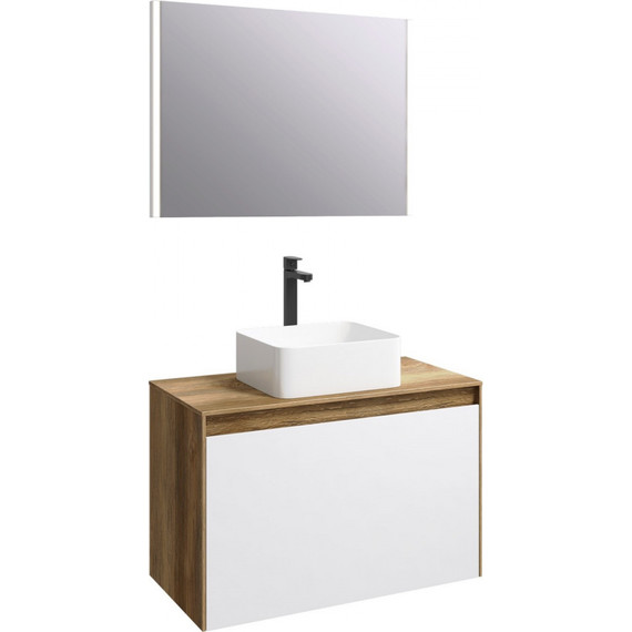 Тумба подвесная со столешницей Aqwella 5 Stars Mobi 80 см MOB0108DB/MOB0708W, дуб балтийский/белый - фото, картинка 5 Тумба подвесная со столешницей Aqwella 5 Stars Mobi 80 см MOB0108DB/MOB0708W, дуб балтийский/белый - фото 5