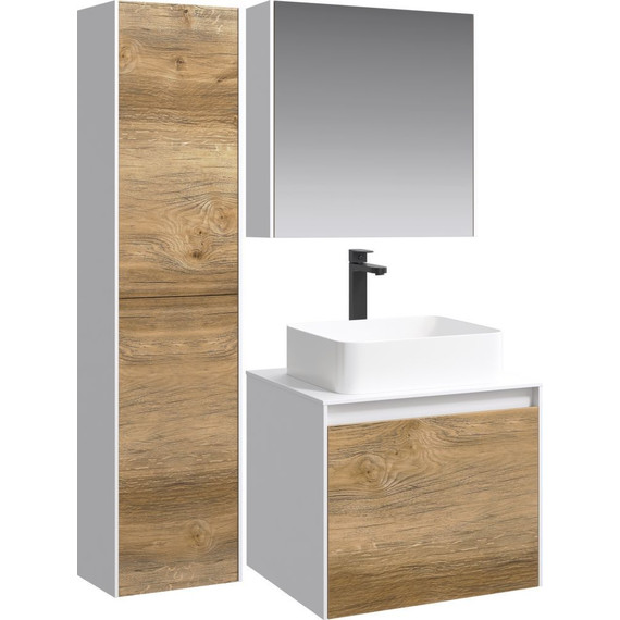 Тумба подвесная со столешницей Aqwella 5 Stars Mobi 60 см MOB0106W/MOB0706DB, белый/дуб балтийский - фото, картинка 6 Тумба подвесная со столешницей Aqwella 5 Stars Mobi 60 см MOB0106W/MOB0706DB, белый/дуб балтийский - фото 6