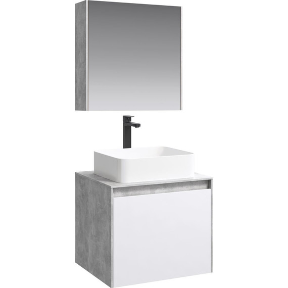 Тумба подвесная со столешницей Aqwella 5 Stars Mobi 60 см MOB0106BS/MOB0706W, бетон светлый/белый - фото, картинка 5 Тумба подвесная со столешницей Aqwella 5 Stars Mobi 60 см MOB0106BS/MOB0706W, бетон светлый/белый - фото 5