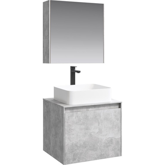 Тумба подвесная со столешницей Aqwella 5 Stars Mobi 60 см MOB0106BS/MOB0706BS, бетон светлый - фото 5