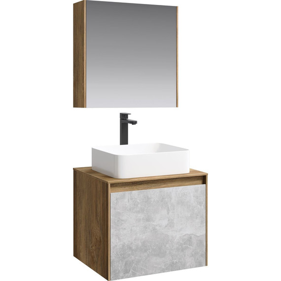 Тумба подвесная со столешницей Aqwella 5 Stars Mobi 60 см MOB0106DB/MOB0706BS, дуб балтийский/бетон светлый - фото, картинка 5 Тумба подвесная со столешницей Aqwella 5 Stars Mobi 60 см MOB0106DB/MOB0706BS, дуб балтийский/бетон светлый - фото 5