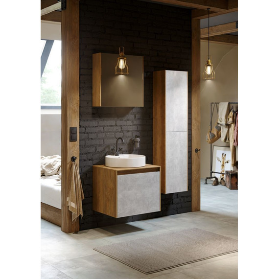 Тумба подвесная со столешницей Aqwella 5 Stars Mobi 60 см MOB0106DB/MOB0706BS, дуб балтийский/бетон светлый - фото, картинка 7 Тумба подвесная со столешницей Aqwella 5 Stars Mobi 60 см MOB0106DB/MOB0706BS, дуб балтийский/бетон светлый - фото 7