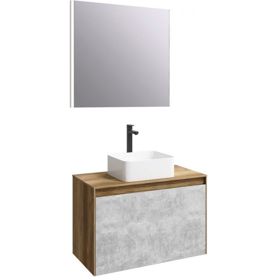 Тумба подвесная со столешницей Aqwella 5 Stars Mobi 80 см MOB0108DB/MOB0708BS, дуб балтийский/бетон светлый - фото 5