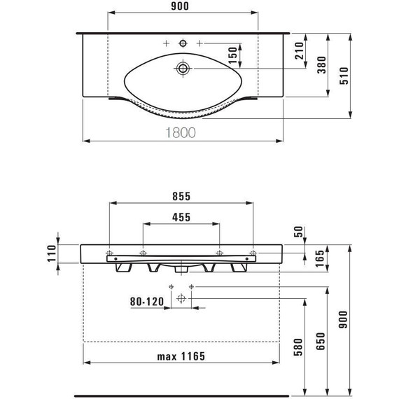 Тумба подвесная с раковиной-столешницей LAUFEN Case 180 см 4.0140.1.075.475.1, белый глянцевый - фото 6