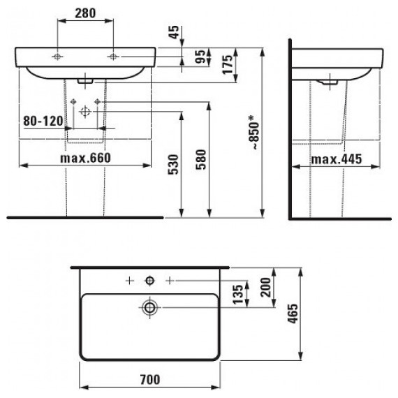 Тумба подвесная с раковиной LAUFEN PRO S 70 см 4.8345.2.096.463.1, белый - фото 7