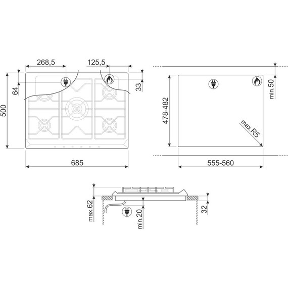 Газовая варочная поверхность Smeg Cortina SR775AO - фото 3