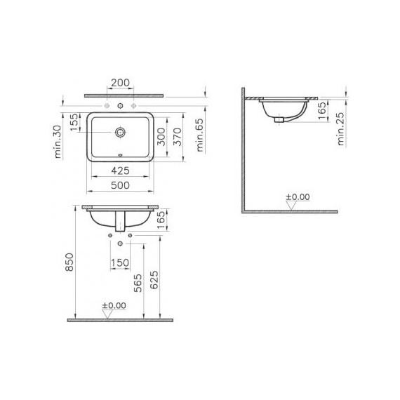 Раковина врезная под столешницу Vitra S20 43 см 5474B003-0618 - фото, картинка 3 Раковина врезная под столешницу Vitra S20 43 см 5474B003-0618 - фото 3