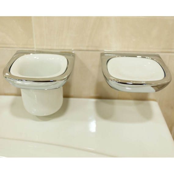 Стакан для зубных щеток Kludi Ambienta 5397505, цвет хром/белый - фото 3