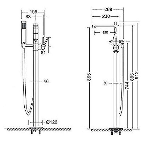 Смеситель для ванны Bravat Arc F66061C-B3-ENG, Цвет производителя: хром - фото 4