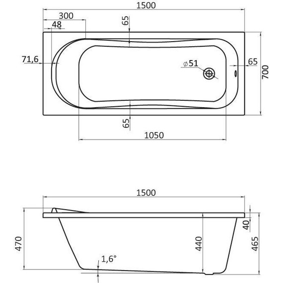 Ванна акриловая Santek Тенерифе 150x70 см 1.WH30.2.213, Размер - мм: 1500х700 - фото, картинка 5 Ванна акриловая Santek Тенерифе 150x70 см 1.WH30.2.213, Размер - мм: 1500х700 - фото 5