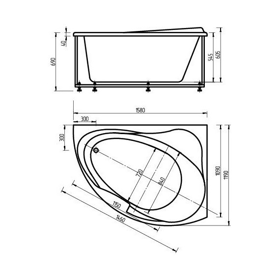 Ванна гидромассажная Aquatek Альтаир 160x120 см R - фото 5