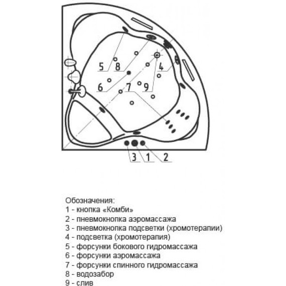 Ванна гидромассажная Aquatek Галатея 135x135 см - фото 5