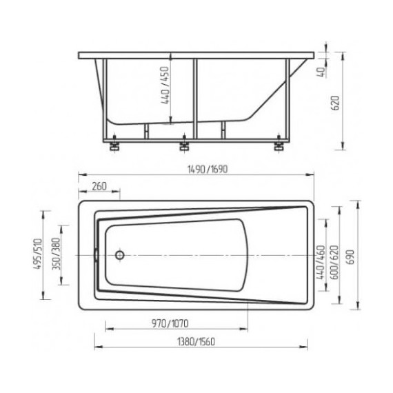 Ванна гидромассажная Aquatek Либра 170x70 см - фото 4
