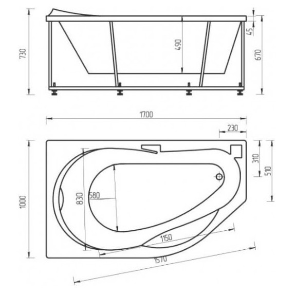 Ванна гидромассажная Aquatek Таурус 170x100 см R - фото 5