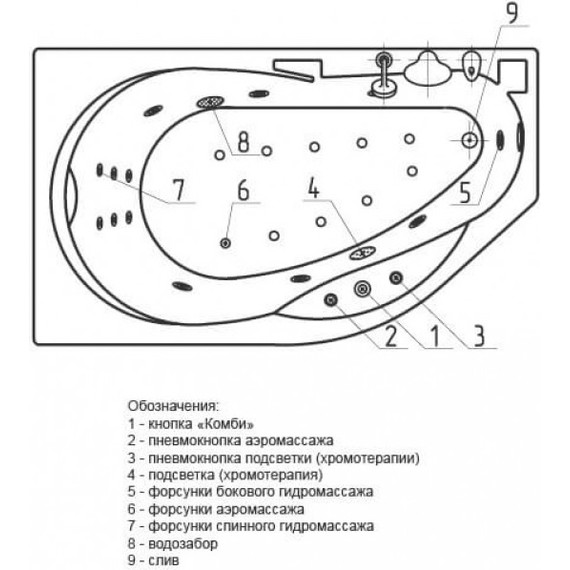 Ванна гидромассажная Aquatek Таурус 170x100 см L - фото 6