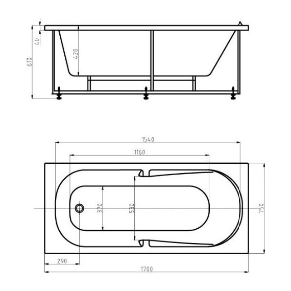 Ванна гидромассажная Aquatek Лея 170x75 см - фото 5
