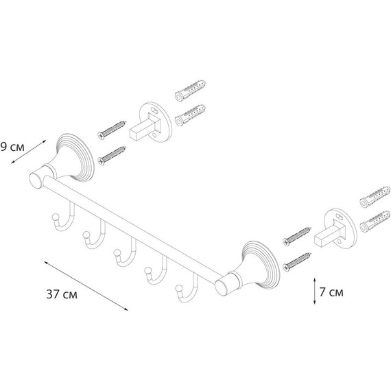Набор крючков Fixsen Luksor FX-71605-5B, цвет черный - фото 3