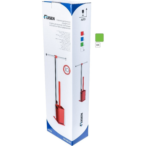 Стойка с держателем и ёршиком Fixsen Rainbow FX-32-04, цвет хром/зеленый - фото 2