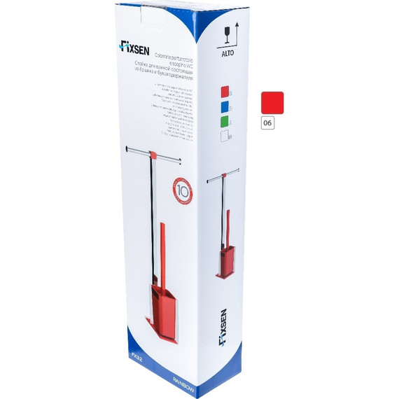 Стойка с держателем и ёршиком Fixsen Rainbow FX-32-06, цвет хром/красный - фото 2